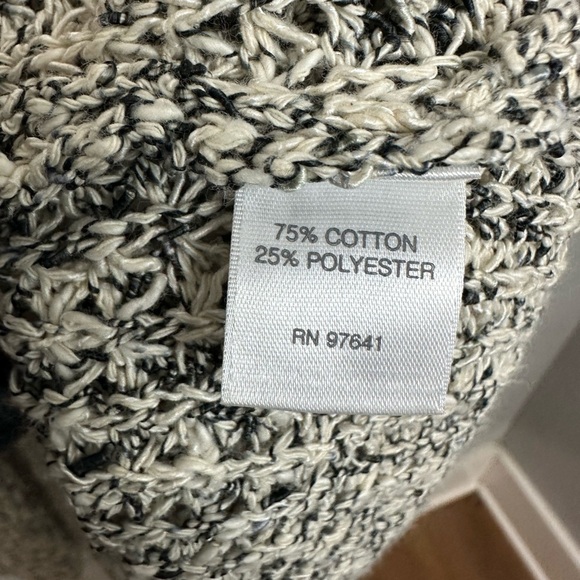 J. Jill Chunky Knit Cream Black Speckled Open Cardigan Sweater Longline Sz XL - Picture 5 of 9